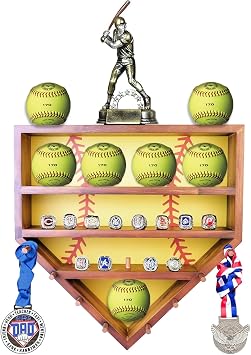 Westant 17" Wooden Softball Display Case & Ring Holder - Wall Mount