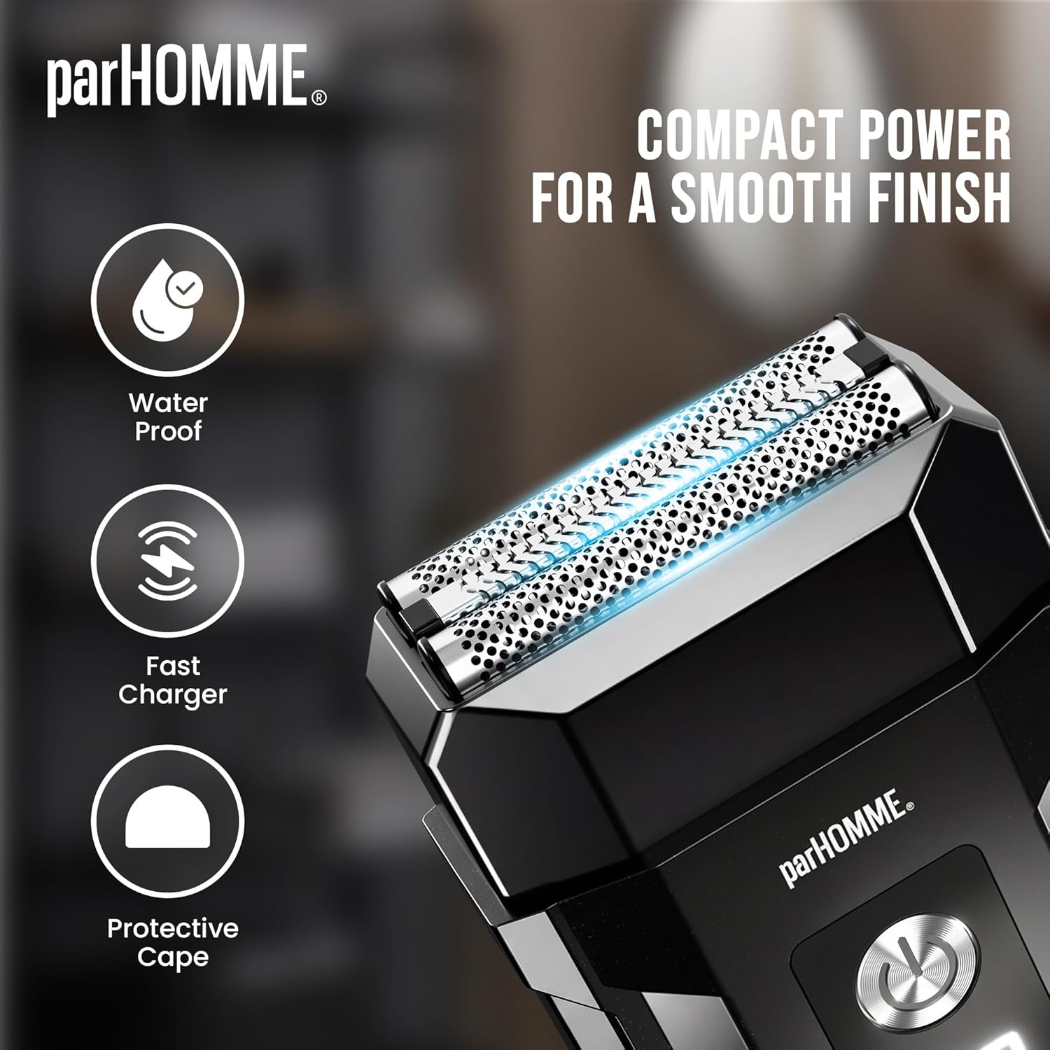 Electric Foil Shaver for Men with Free Travel Bag, 3 Floating Blade, LED Display, USB-C Fast Rechargeable, Waterproof, Travel and Home Use (Black)