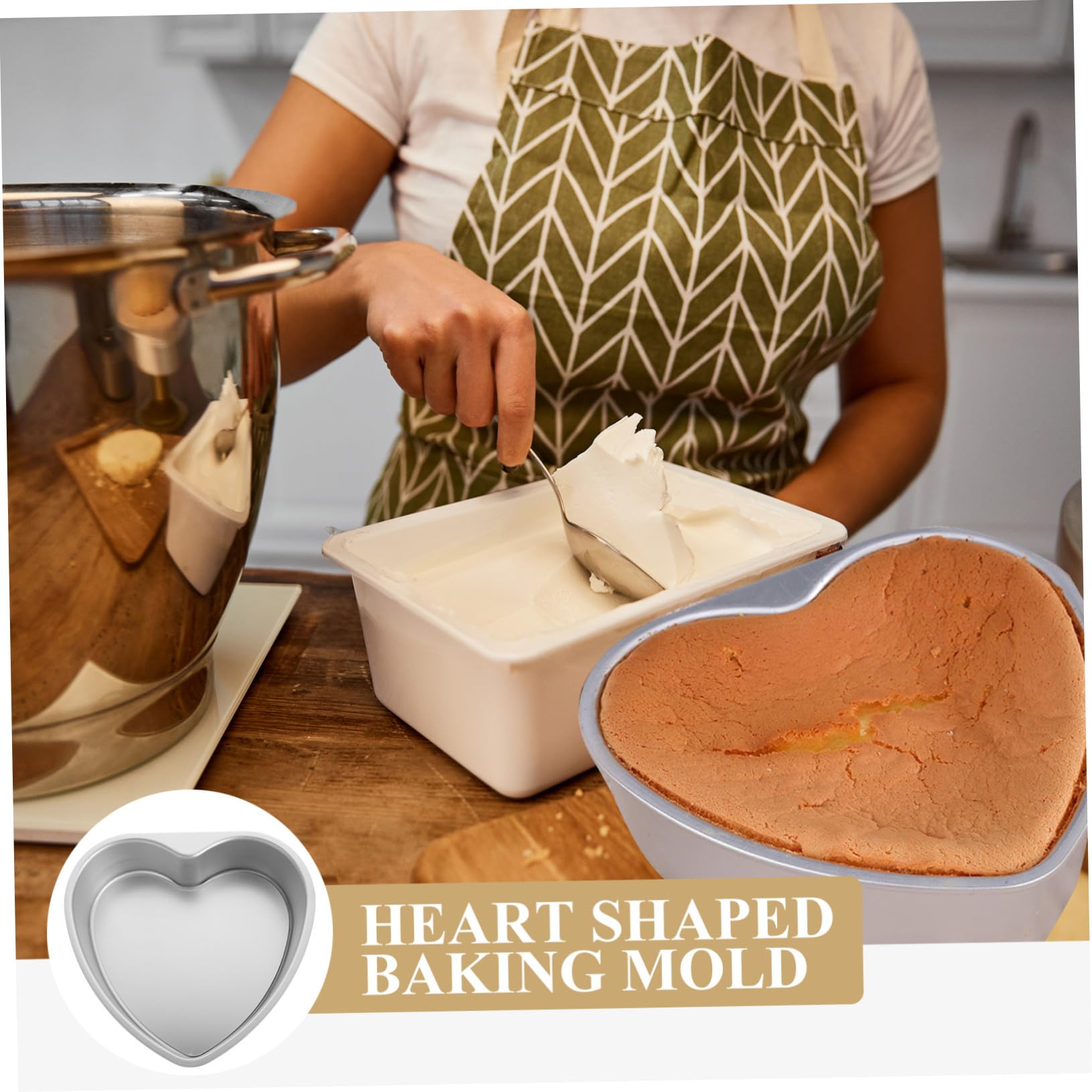Molde Creativo para Pasteles Forma de Corazón, de Aleación de Aluminio, Fácil de Desmoldar, Adecuado para Reuniones Familiares y Principiantes en Repostería