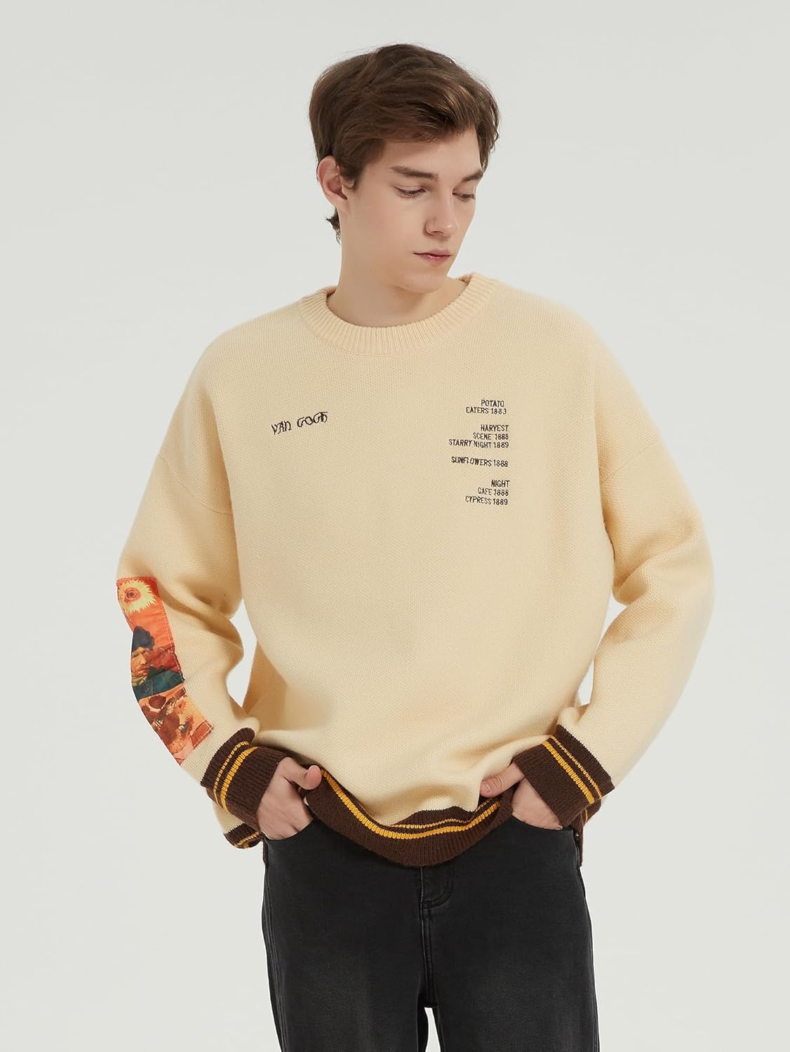 Mens Crewneck Sweaters Graphic Comfortable Casual Knit Fall Winter Sweater Oversized Pullovers - Image 3