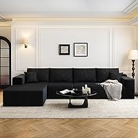 Vista 25 de Sofá seccional modular Cloud de 107.5 pulgadas con 1 otomana, sofás tapizados modernos minimalistas, cómodo sofá en forma de U para sala de estar