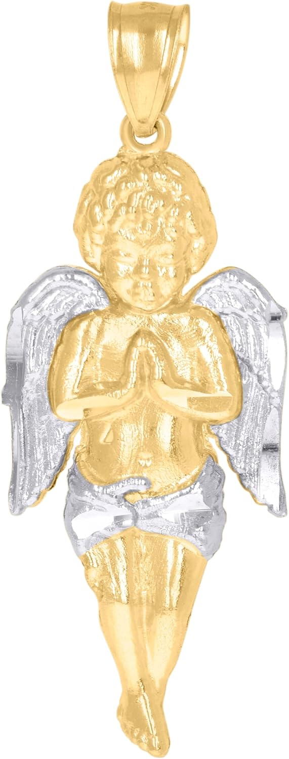 Jewels By Lux 10kt Two-Tone Gold Mens Women Cupid Angel Religious Charm Pendant