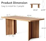 LITTLE TREE Ensemble de table à manger en bois 6, 63-Inch Table de cuisine rectangle, Table de dîner moderne pour la salle à manger à la maison, Salle de cuisine, Brun