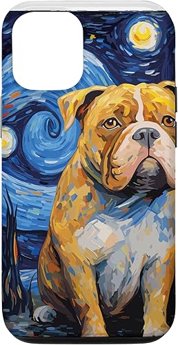 Funda para iPhone 14 American Bully Starry Night para perro, mamá, perro, papá