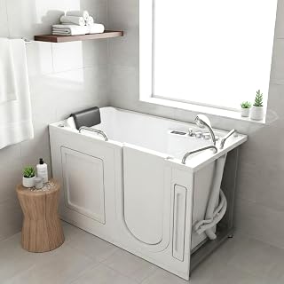 ANZZI Walk In Tub 53" x 27" Right-Drain Bathtub, Air & Whirlpool Massage Jets, Quick Fill with 6?Setting Handheld Shower, Aromatherapy, Bath Pillow, LED Light | 2753FLWR