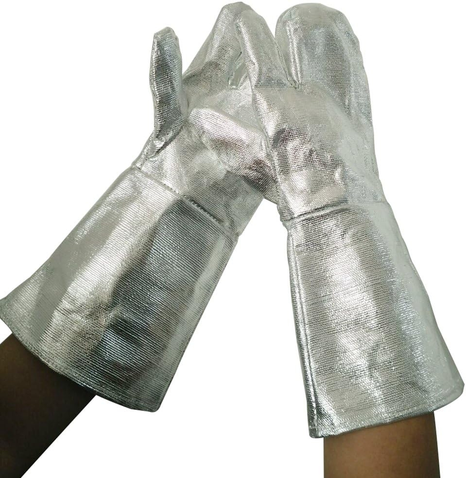 38cm High Temp(500-1000 centigrade) Heat Resistant Aluminized Welding Glove Safety Fire Welder Welding TIG MIG Work Gloves W/3 Finger