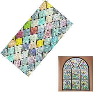 Colorful Lattice Stained Glass Window Film