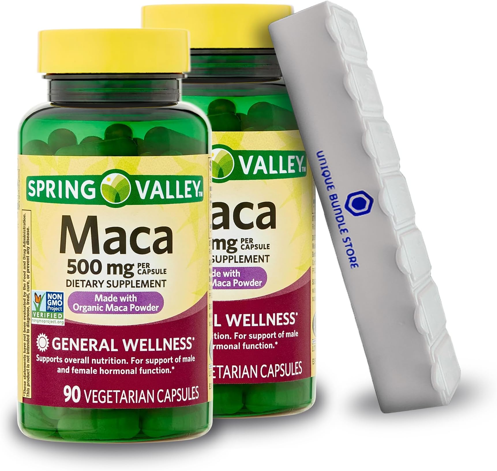 Unique Bundle Store Maca 500mg – 90 Vegetarian Capsules, Organic Maca Root Supplement, Dietary Supplement for General Wellness, Non-GMO, Gluten-Free, 500 mg Maca per Capsule (Pack of 2)