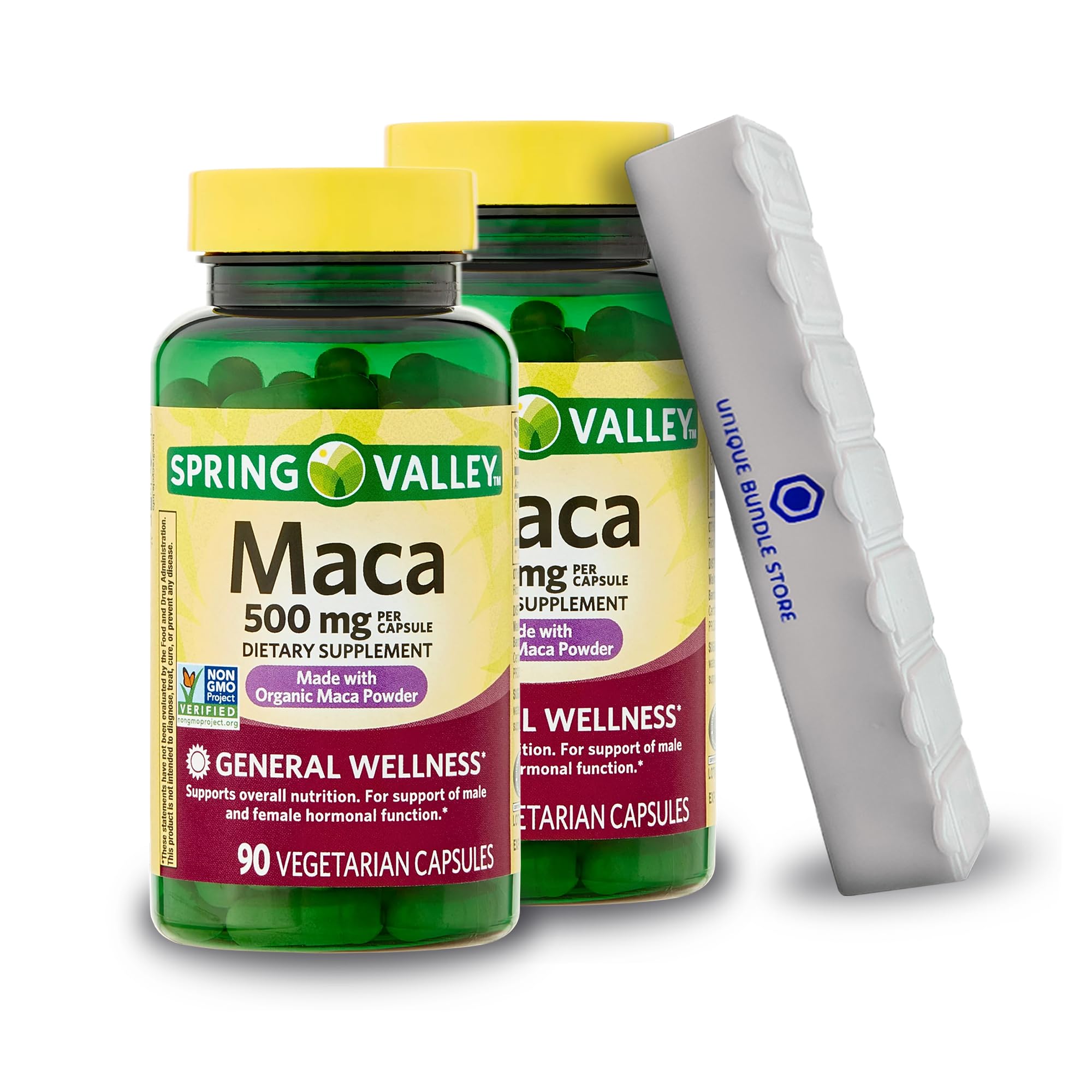 Unique Bundle Store Maca 500mg – 90 Vegetarian Capsules, Organic Maca Root Supplement, Dietary Supplement for General Wellness, Non-GMO, Gluten-Free, 500 mg Maca per Capsule (Pack of 2)