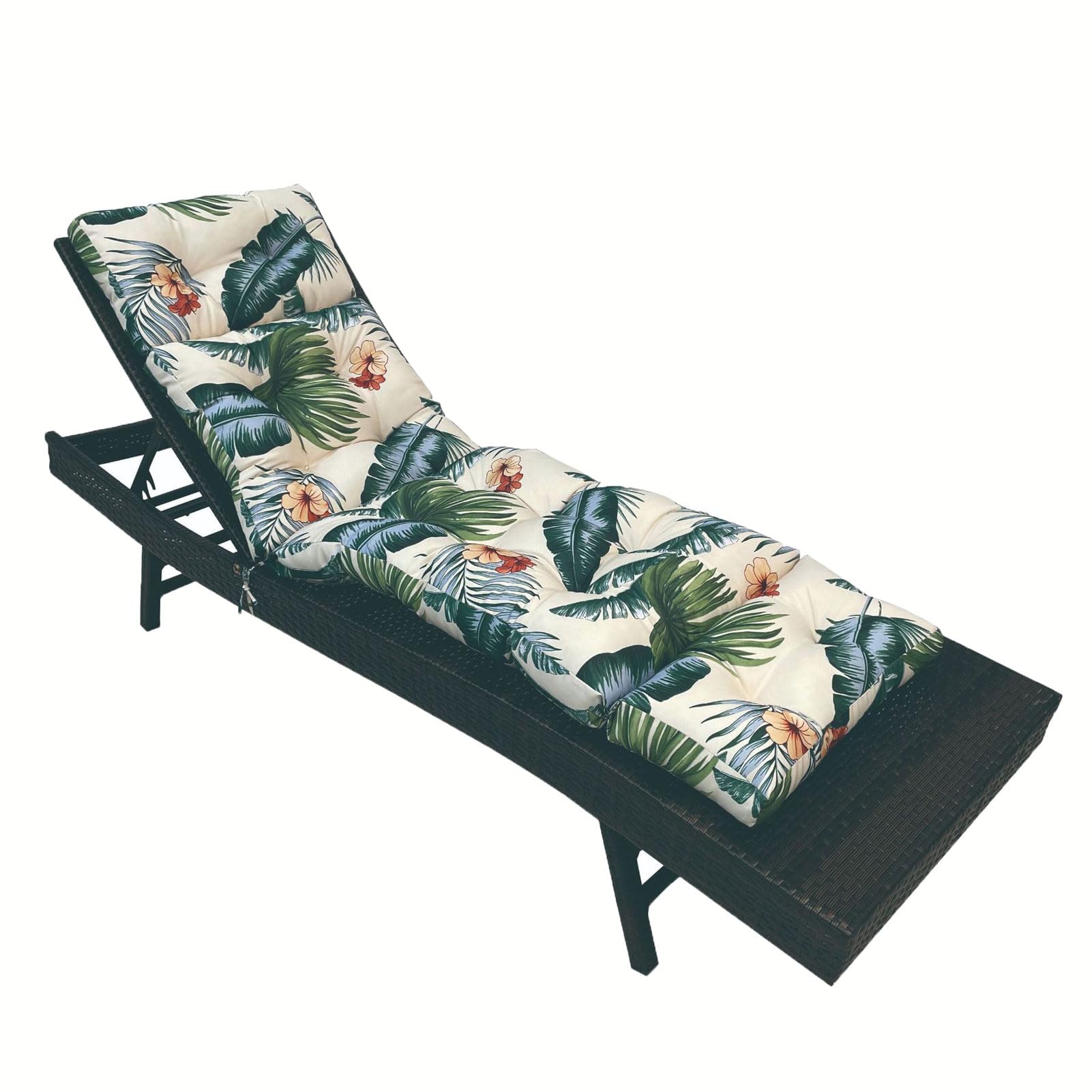Coussin chaise longue épais fini le glissement matelas étanche de jardin fleur 1