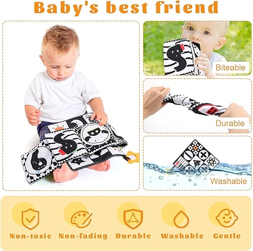 Miniatura 5 de 3 piezas de juguetes suaves para bebés de alto contraste para recién nacidos, 0-3 meses, 0-6 y 6-12 meses, actividades de aprendizaje Montessori