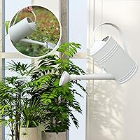 Vista 4 de KLKCMS Regadera con cabezal desmontable de 1.8 L, regadera pequeña y larga para jardín, flores, plantas, jardinería, color blanco