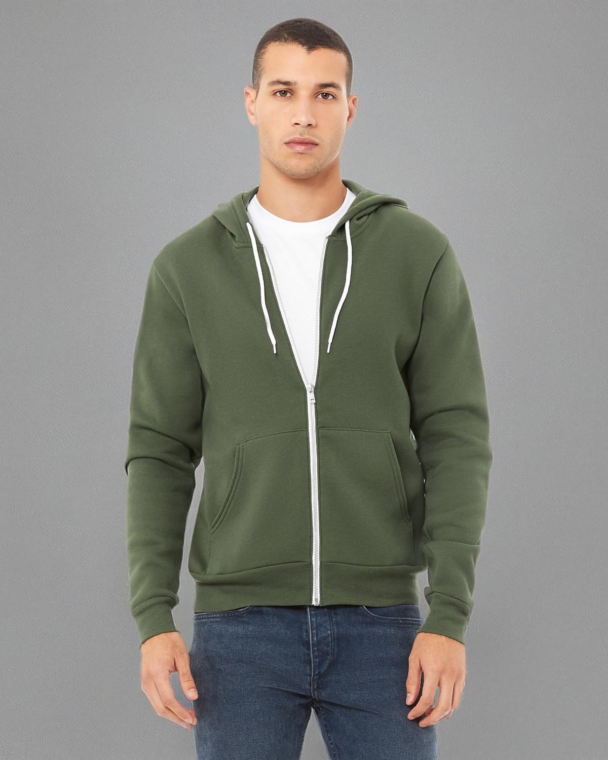 BELLA+CANVAS Unisex Sponge Fleece Full-Zip Hoodie - Heather True Royal