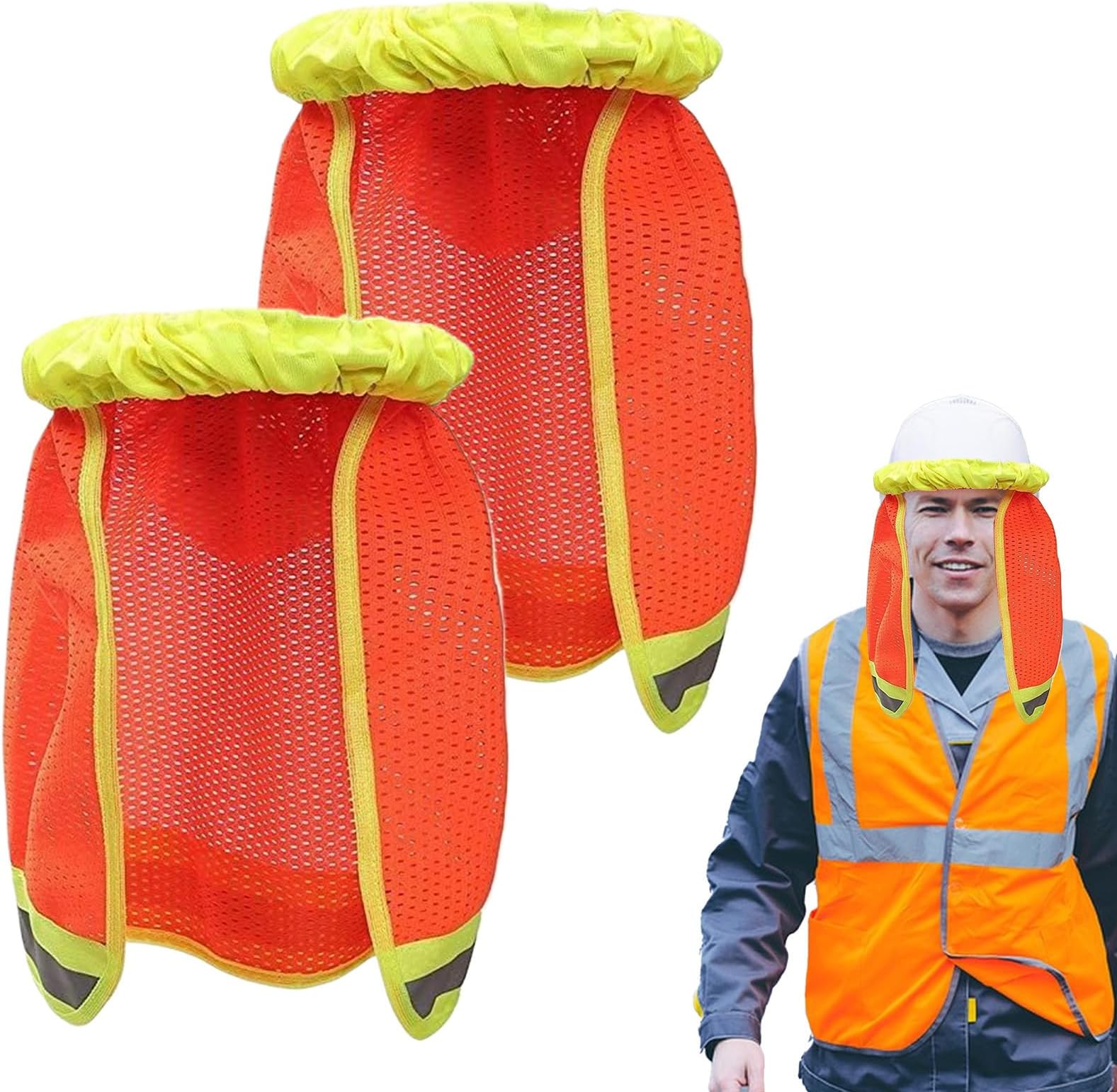 Hard Hat Brim Shade - High Visibility Hard Hat Sun Shield - High Visibility Helmet Accessories Breathable Adjustable Neck Cover for Landscaping Construction Outdoor
