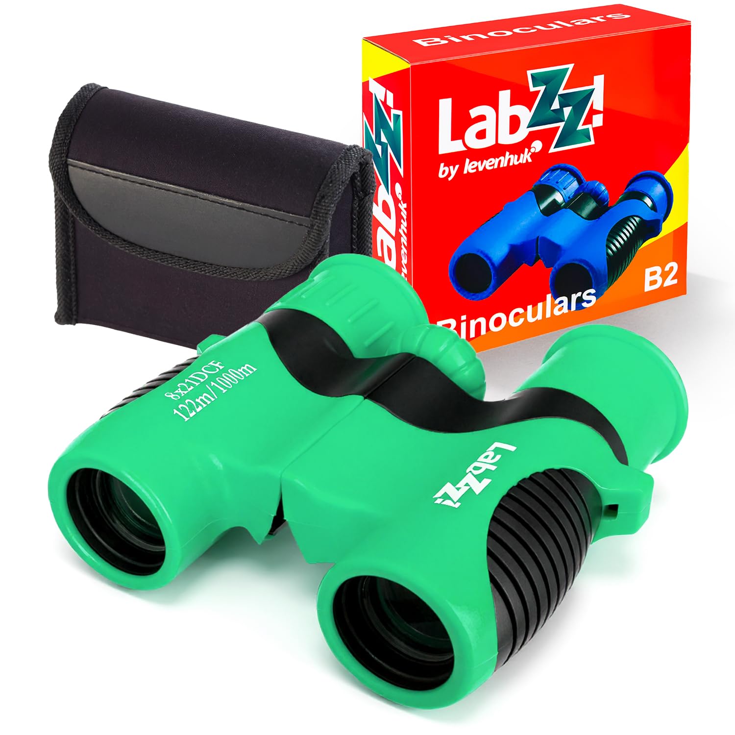 Levenhuk LabZZ B2 8x21 – Binocolo Compatto per Bambini dai 3 ai 7 Anni – Regalo Giocattolo Perfetto – Leggero e Ideale per Birdwatching Campeggio Escursioni Safari e Giochi all’Aperto, Verde