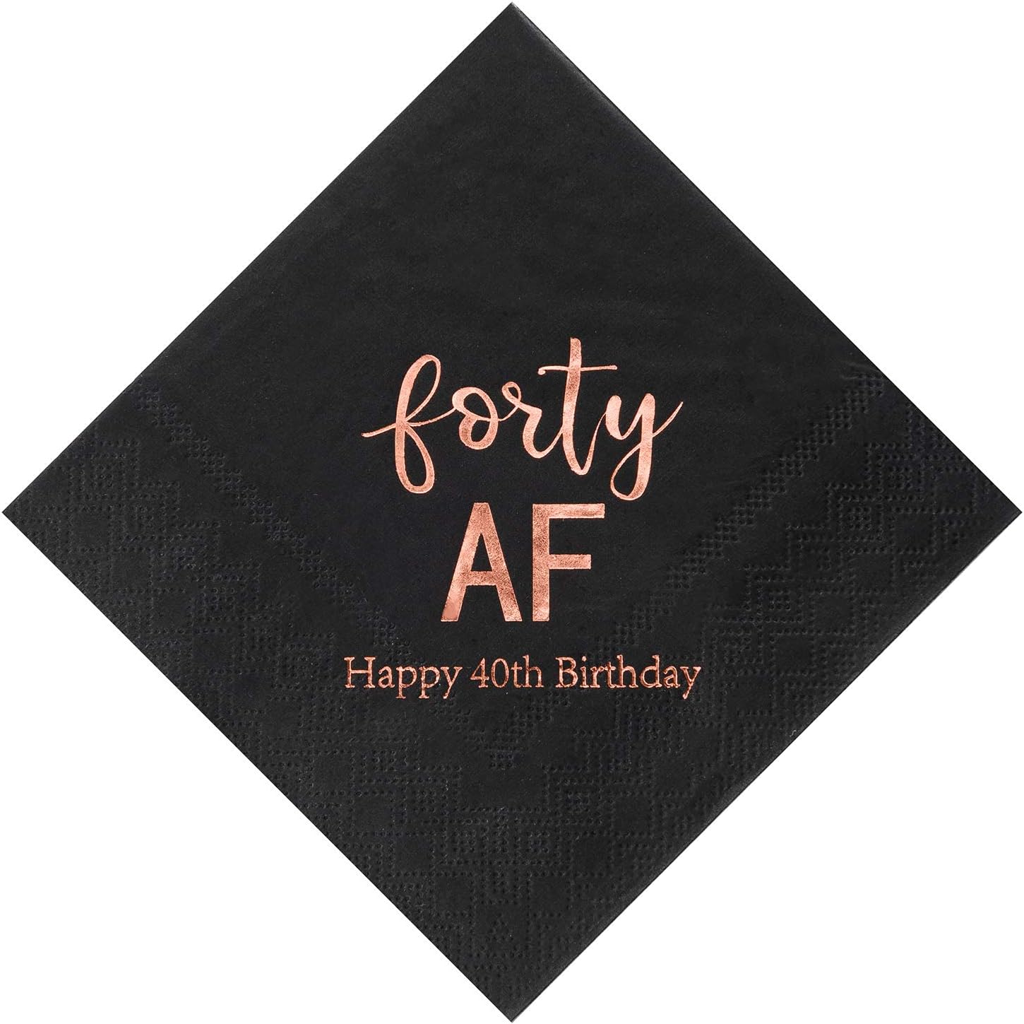 Crisky 40th Birthday Napkins Black Rose Gold for Women Forty Birthday Cocktail Napkins Beverage Napkins 40th Birthday Party Dessert Cake Table Decorations, 50 Count, 3-Ply