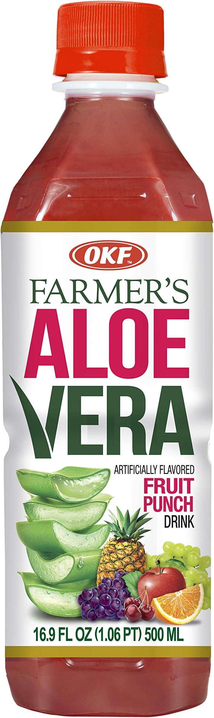 OKFAloe Vera Drink in 16.9 Ounce Bottles (Fruit Punch, 6 Pack)