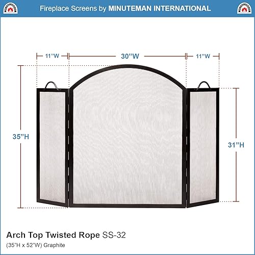 Miniatura 2 de Pantalla plegable para chimenea de cuerda torcida con arco superior, grafito