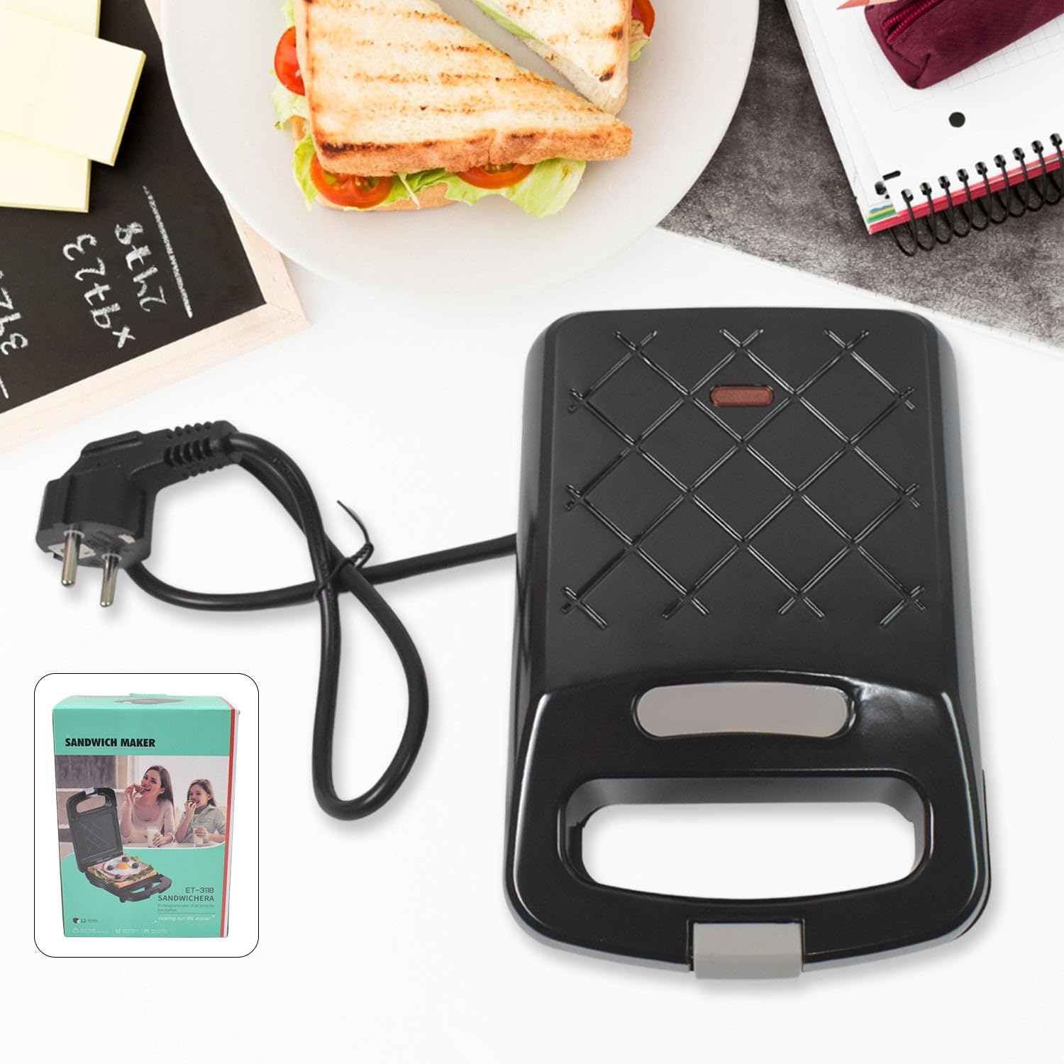 Oblivion Sandwich Maker with Non-Stick Plates (1 Pc / 500W) – Quick and Easy Sandwiches, Perfect for Breakfast and Snacks-image-31