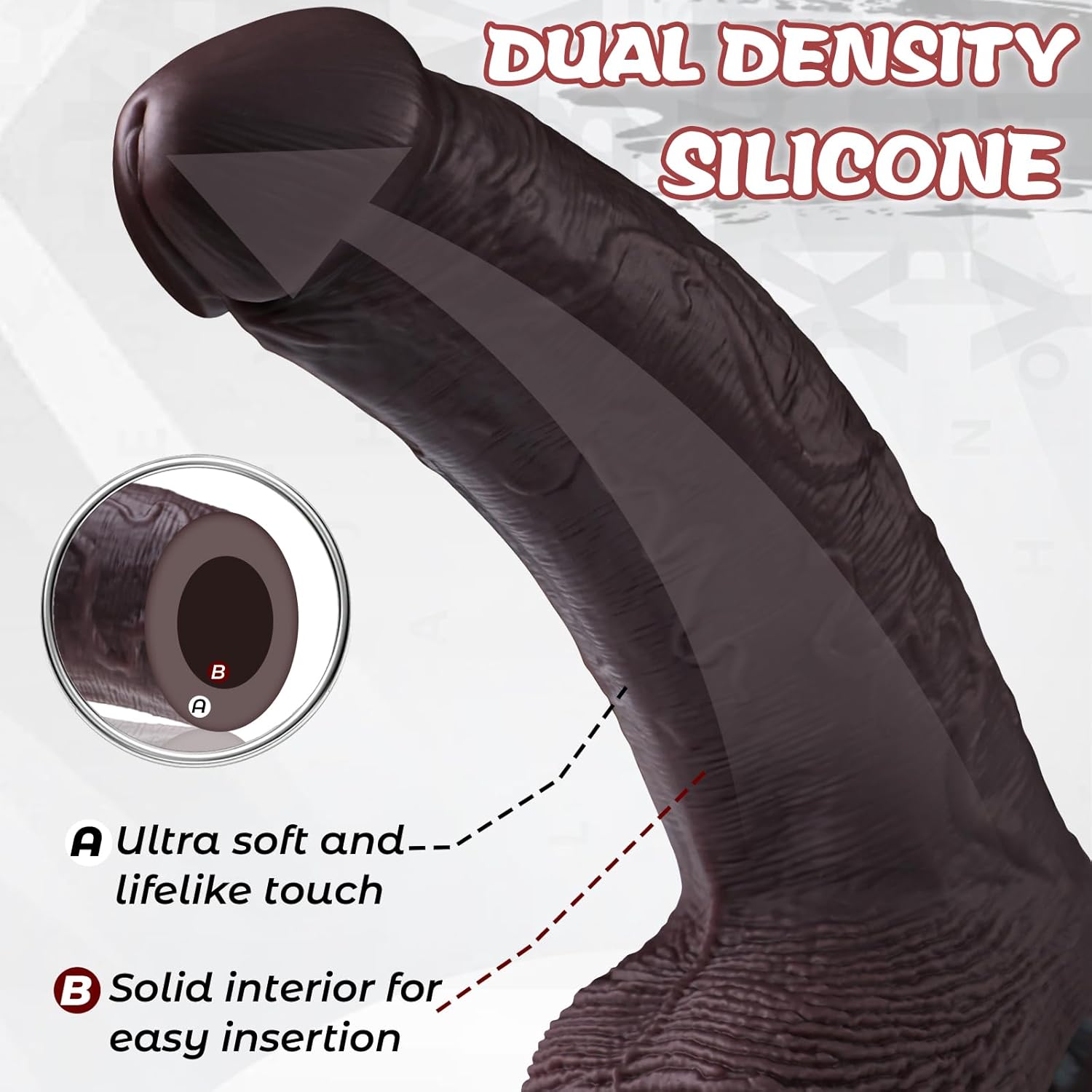 12 Inch Huge Thick Black Dildo, 2.86" Diameter Lifelike Curved Realistic BBC Dildos for G Spot and Anal Play with Powerful Suction Cup, Dual Density Silicone Large Anal Dildos for Women Men Couples