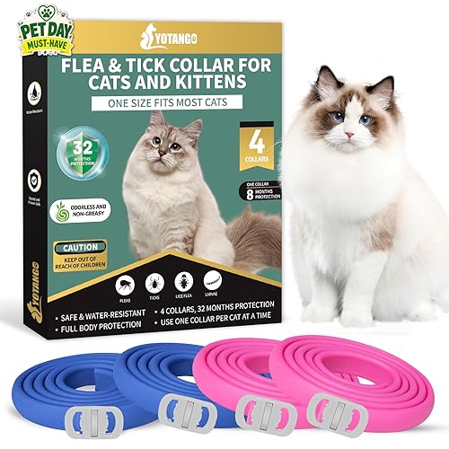 4 Pack Flea Collar for Cats, 32 Months Flea and