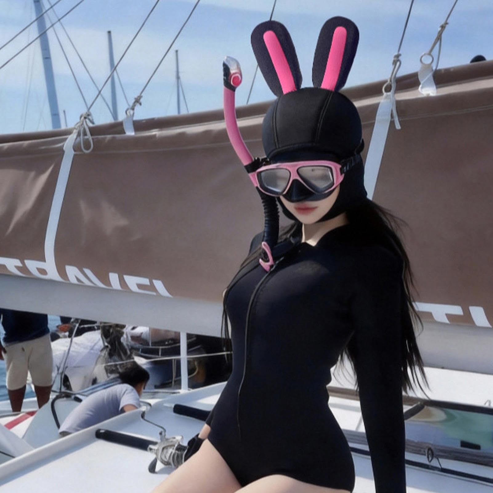Chapeau de plongée avec oreilles de lapin pour sports nautiques, canoë, surf, voile, natation, plongée avec tuba, kayak