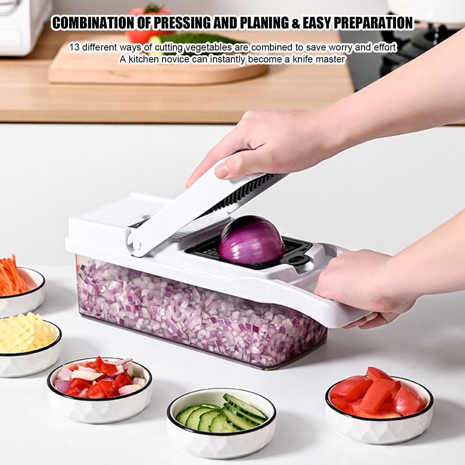 Tagliaverdure multifunzione, tagliaverdure da cucina - Tritatutto manuale
