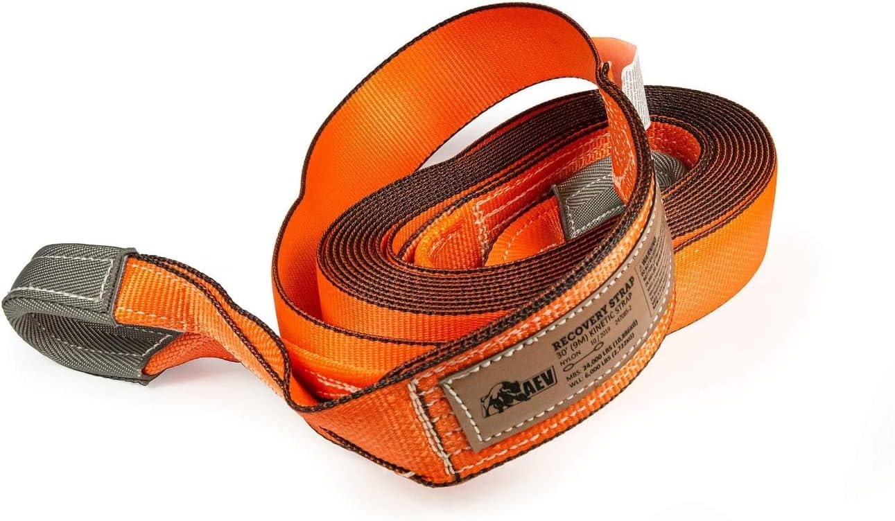 AEV Mid-Size Kinetic Recovery Strap 3" x 30' - Minimum Breaking Strength 24,000 LBS
