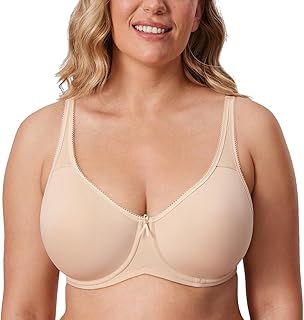 Women's Seamless Tshirt Bras Plus Size Full Coverage Underwire Lightly Lined Bra Up to F