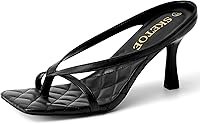 Sketoe Women's 3-Inch Kitten Heels: Square Open Toe T-Strappy Sandals for Weddings, Parties, Summer Flip Flops