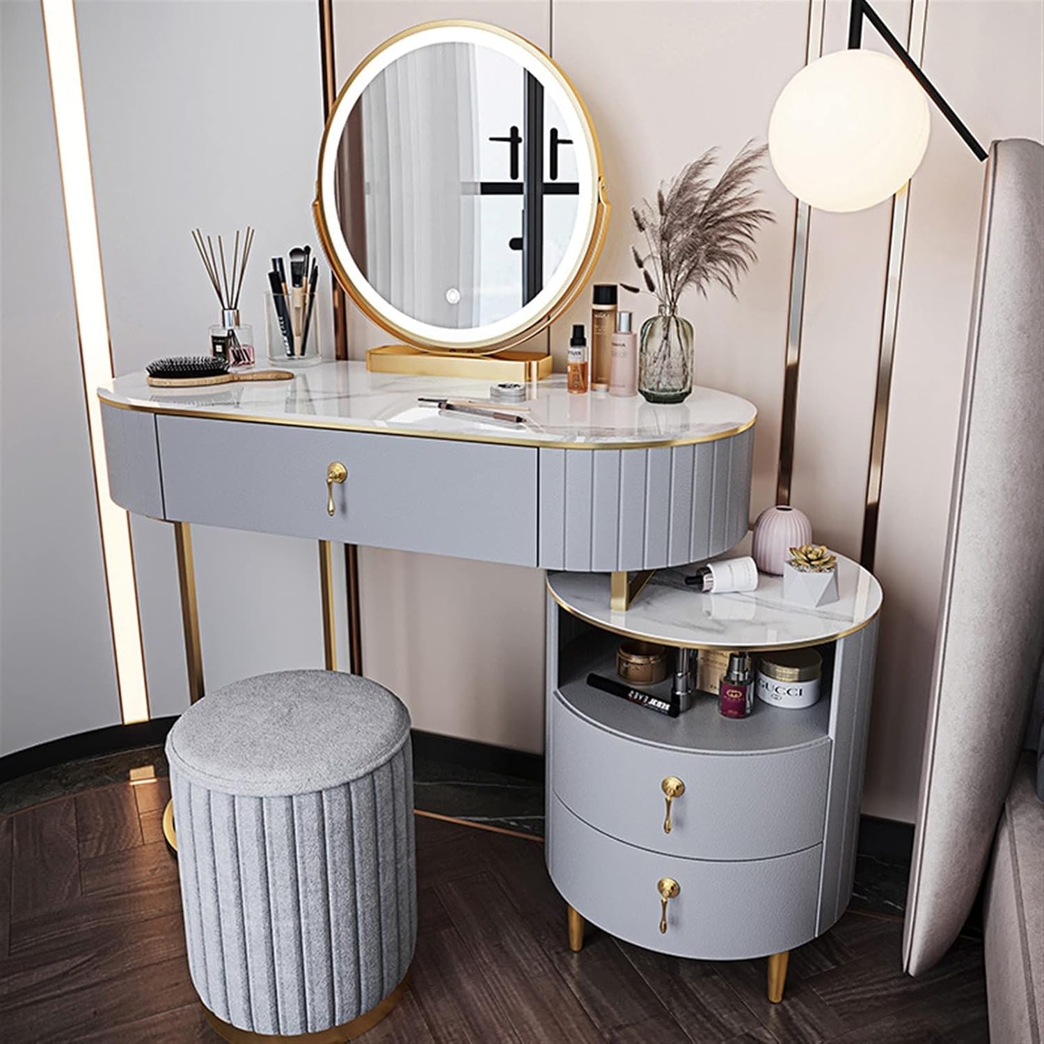 Vanity Benches Minimal Modern Wardrobe Bedroom Furniture Home Wardrobe Light Storage Desk (Color : 2)