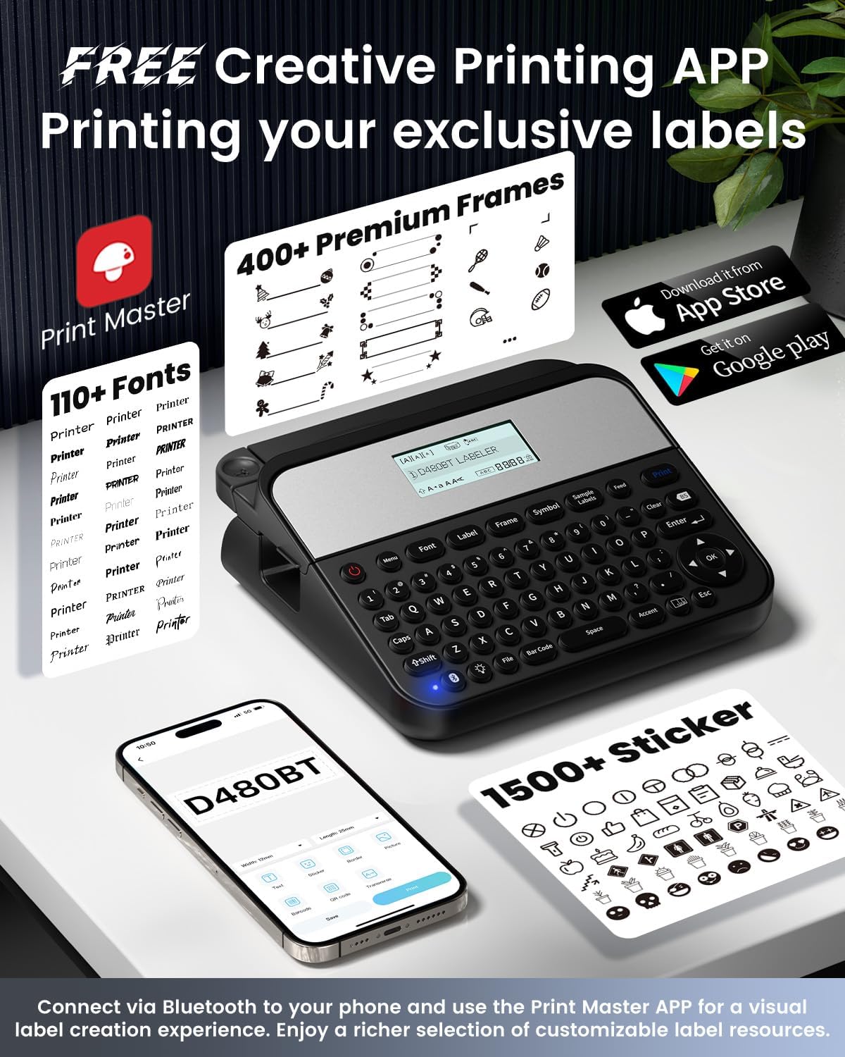 18mm Label Maker Machine with-Tape 3/4 Inch, Large Print Label Maker Rechargeable, Print 9mm 12mm 18mm Labels-Waterproof, Bluetooth Labeler Support Keyboard & App, for Home Office Warehouse - Image 6