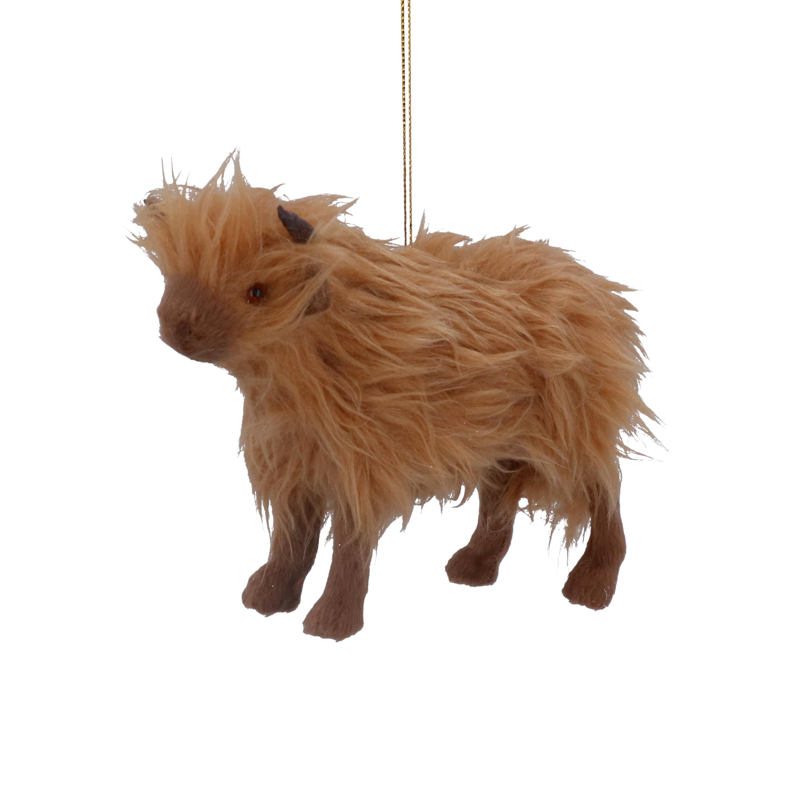 Gisela Graham Faux Fur Highland Cow 10x5x15cm Hanging Tree Decoration
