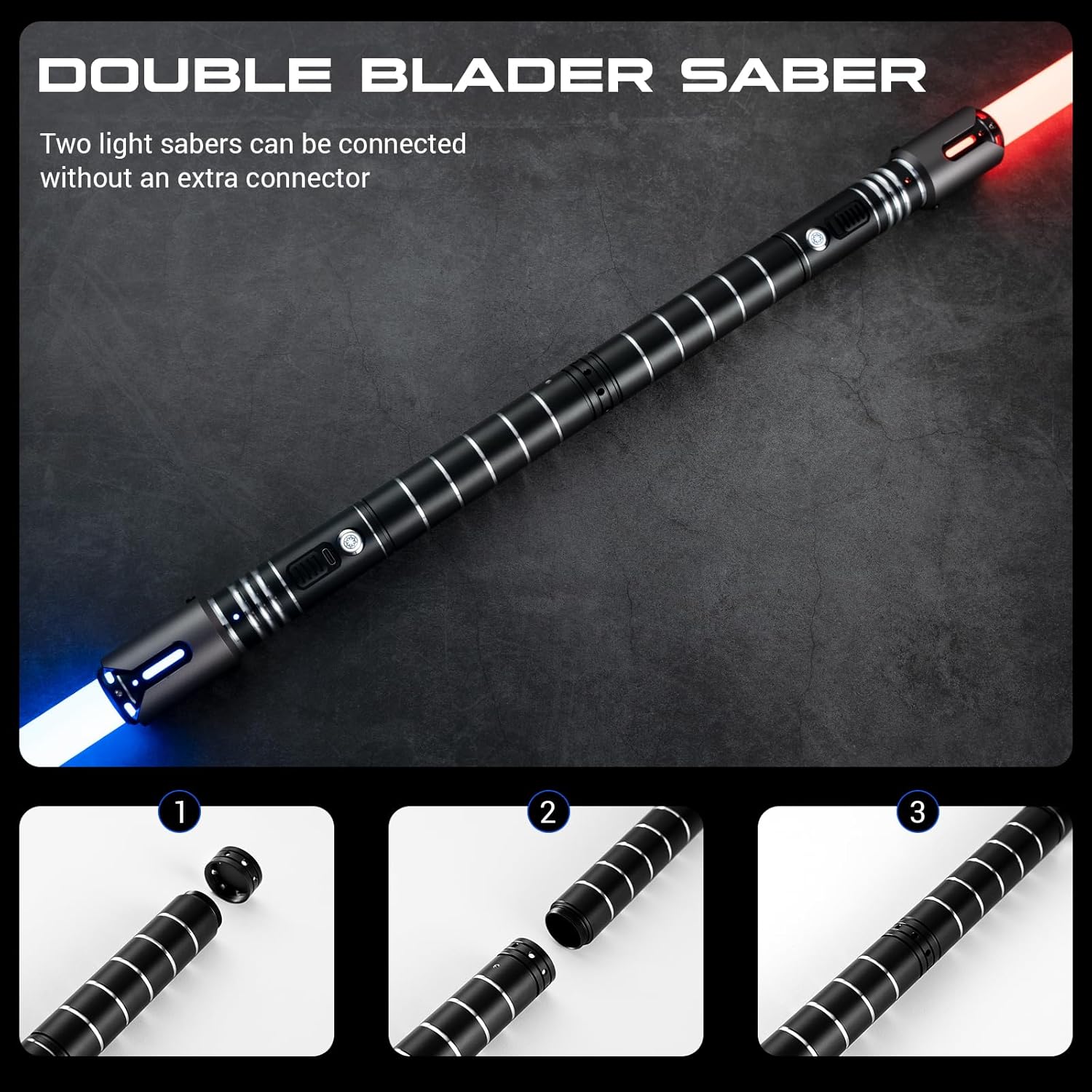 DAMIENSABER Upgrade RGB3.0 Light Saber, Motion Control Light Sabers with Infinite Color Changing, 16 Sound Fonts Smooth Swing Light Saber for Adults, Metal Hilt Support Heavy Dueling Rechargeable