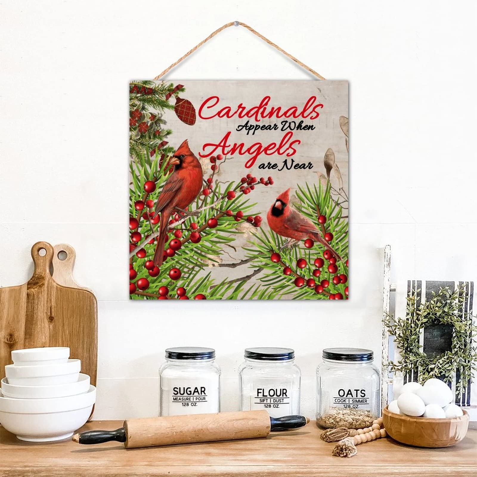 Plaque en bois Cardinals Appear décoration murale style ferme pour maison