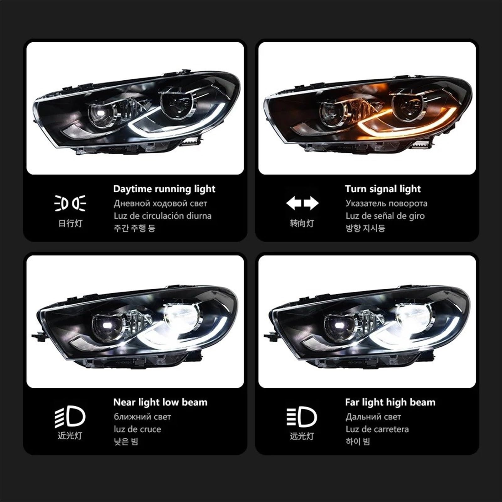 Faro Anteriore per VW Scirocco 2008-2018 Lente DRL per Auto Hid H7 Accessori per Auto Faro Anteriore Gruppo Faro Anteriore (1.4T)