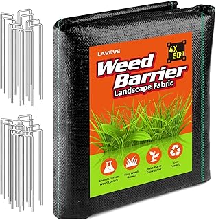 LAVEVE 4FT x 50FT Weed Barrier Landscape Fabric, 3.2oz Premium Heavy Dut...
