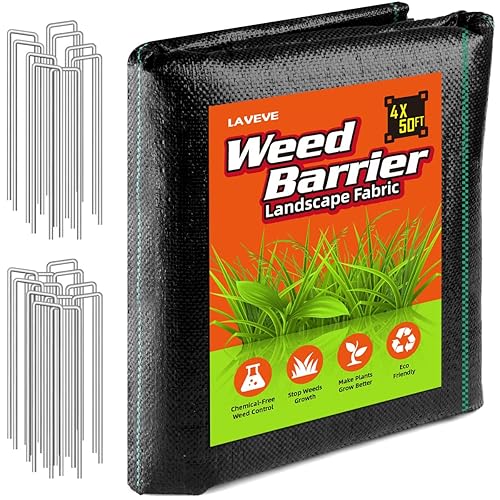 LAVEVE 4FT x 50FT Weed Barrier Landscape Fabric, 3.2oz Premium