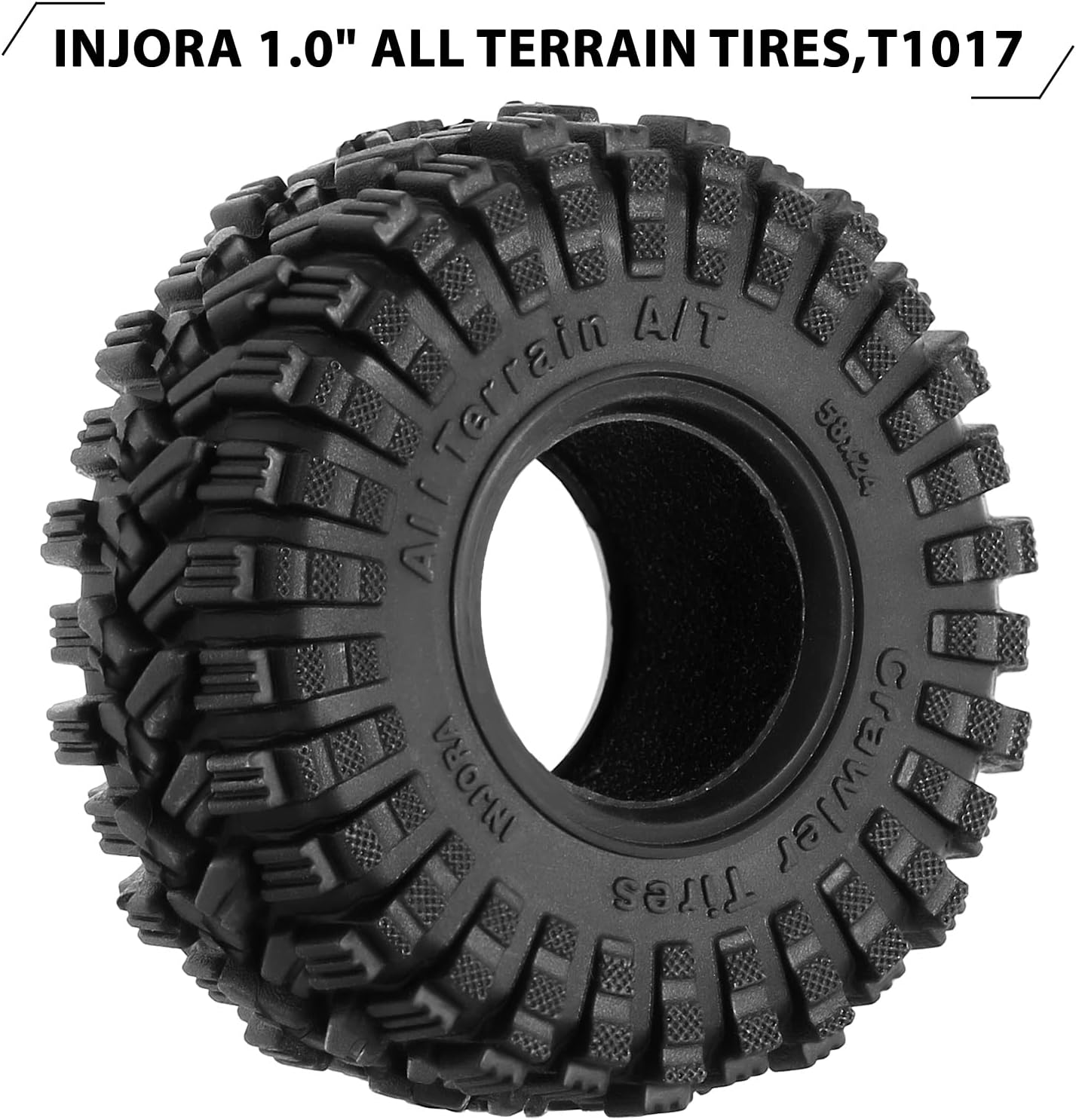 INJORA 1.0 Tires-58 * 24mm All Terrain Super King Trekker Soft Sticky Tires for TRX4M 1/18 1/24 RC Crawler SCX24 AX24,T1017