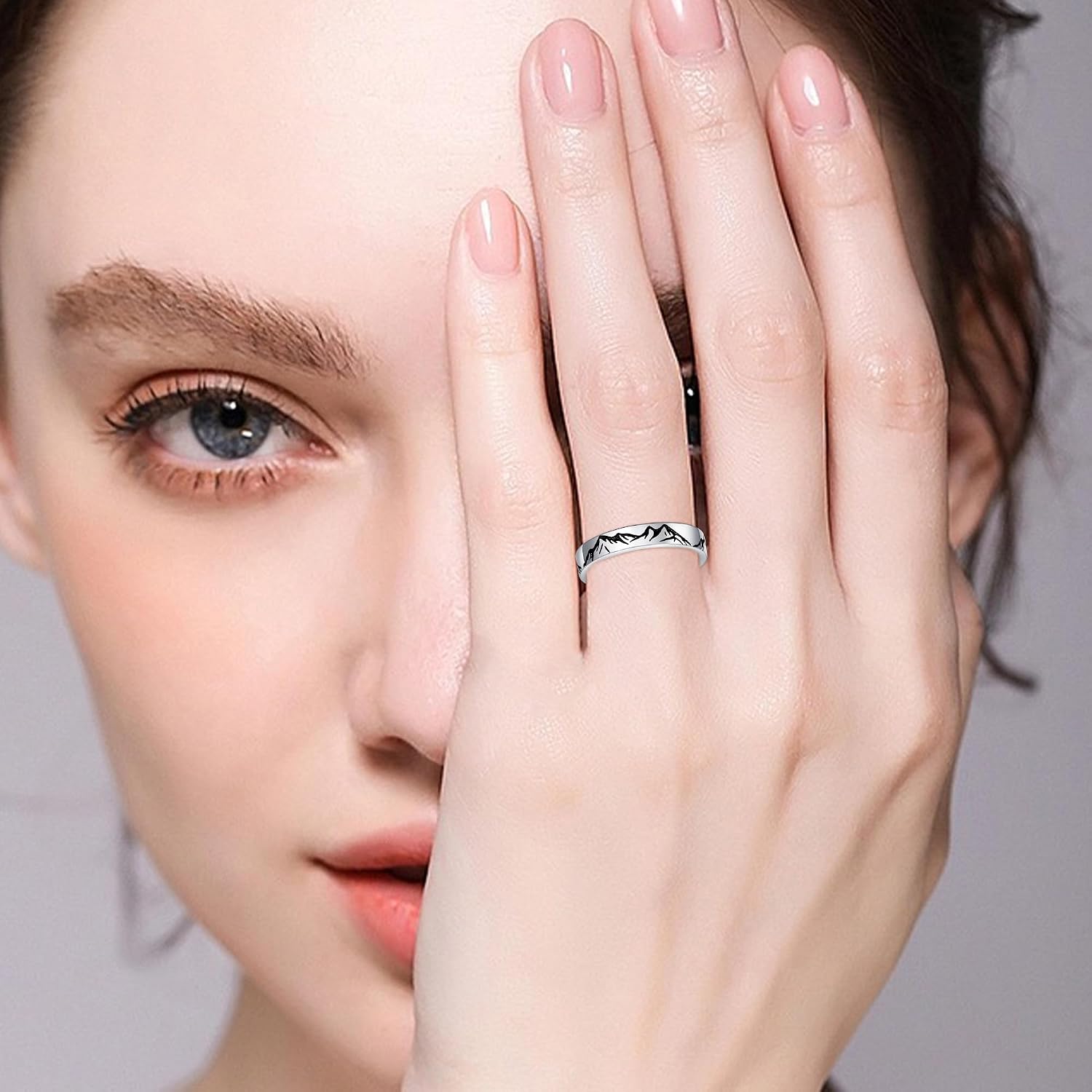 YFN Mountain Rings Sterling Silver Mountain Rings Nature Jewelry Gift For Skiers, Hikers, Campers, Climbers And Nature Lovers
