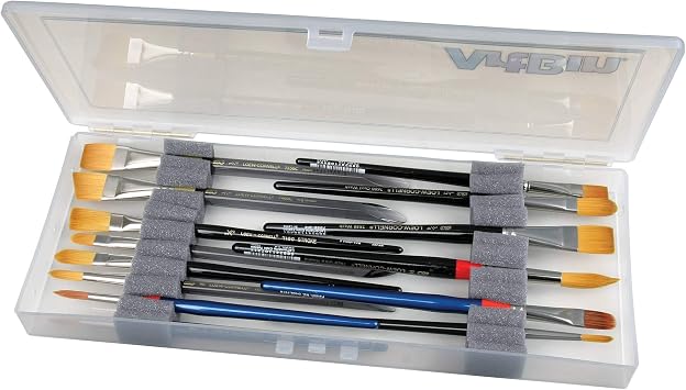 ArtBin KW903 Brush Box with Foam Inserts, Fine Art Portable Paint Brush Organizer, Plastic, Clear, 1.0 Count