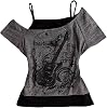 Goth Emo Grunge Shirts Fake 2 Piece Grahpic Tees Y2k Baby Tee Women Streetwear 2000s Crop Top Summer 2025