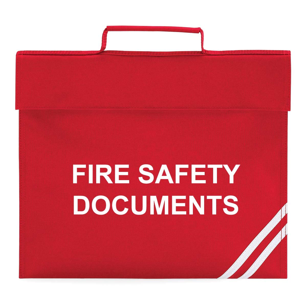 Printed 'Fire Safety Documents' Emergency Grab Bag With Handle - For School, Work & Office (Red/White Print)