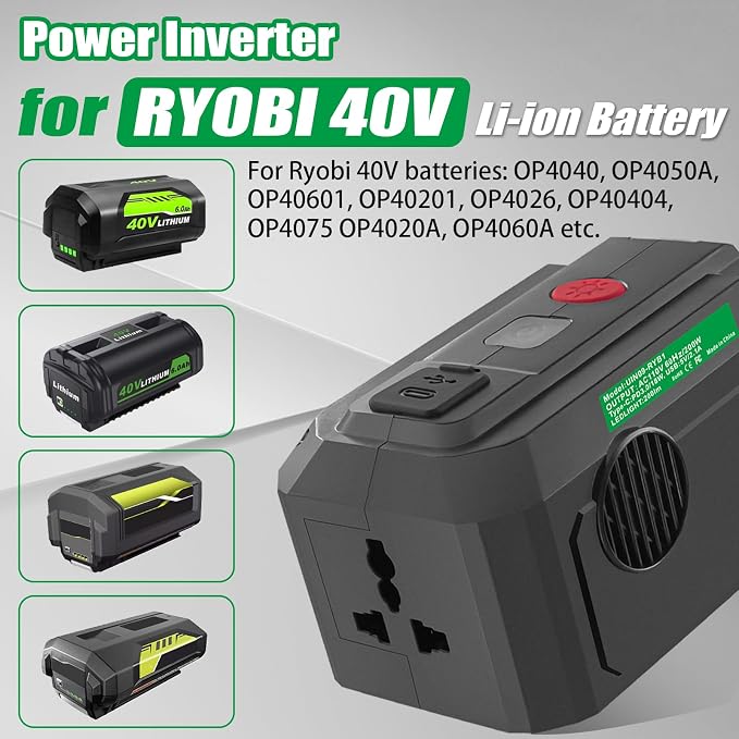 Inversor de corriente 200W para batería Ryobi 40V miniatura 2