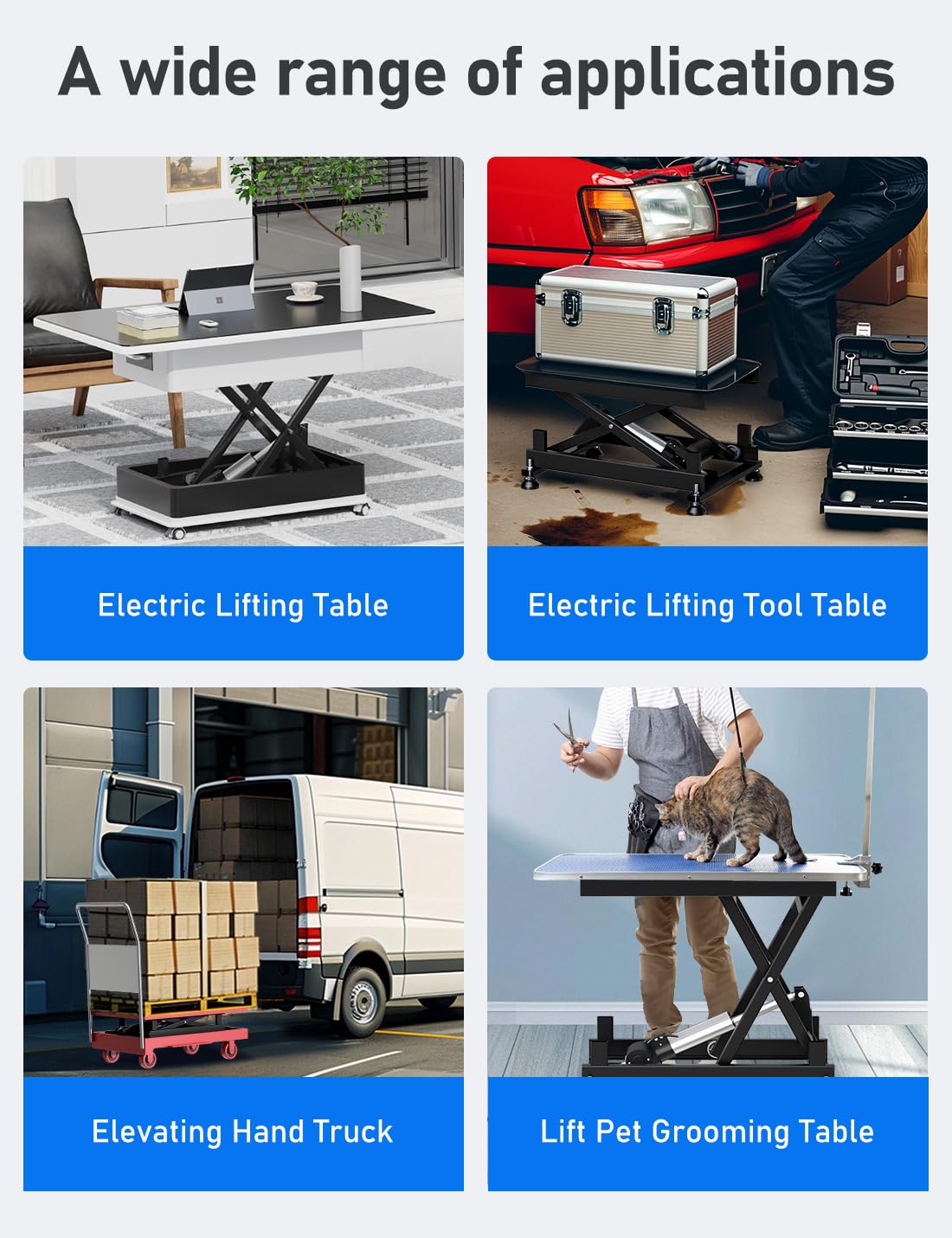 DIHOOL Mesa elevadora eléctrica de 150kg mesa elevadora plataforma elevadora laboratorio taller coche altura ajustable 210-580mm elevador AC 100-240V y DC 24-30V