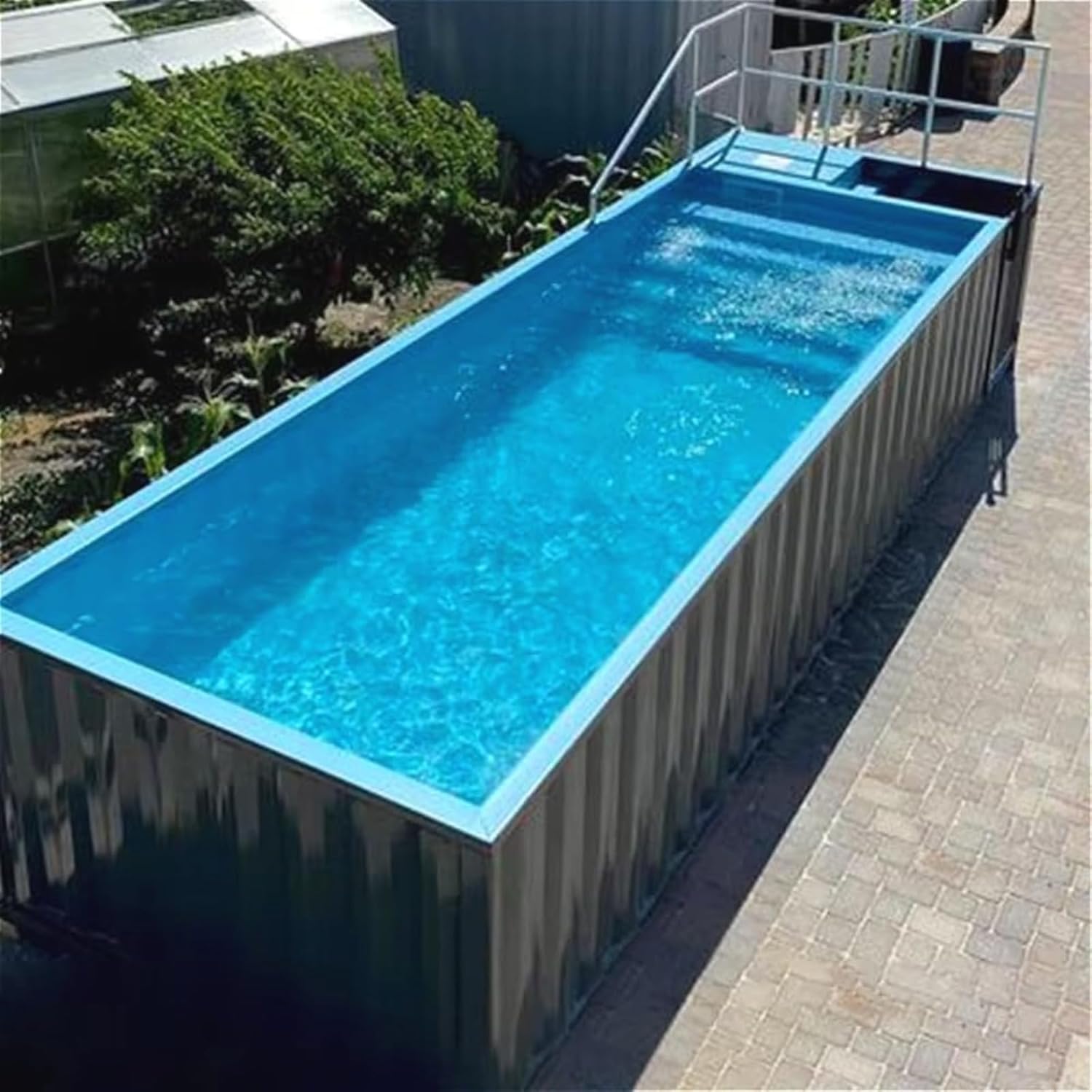 Outdoor Above Ground Swimming Pool, Steel Frame Fiberglass Pool for Garden & Patio – Large Backyard Family Swimming Pool