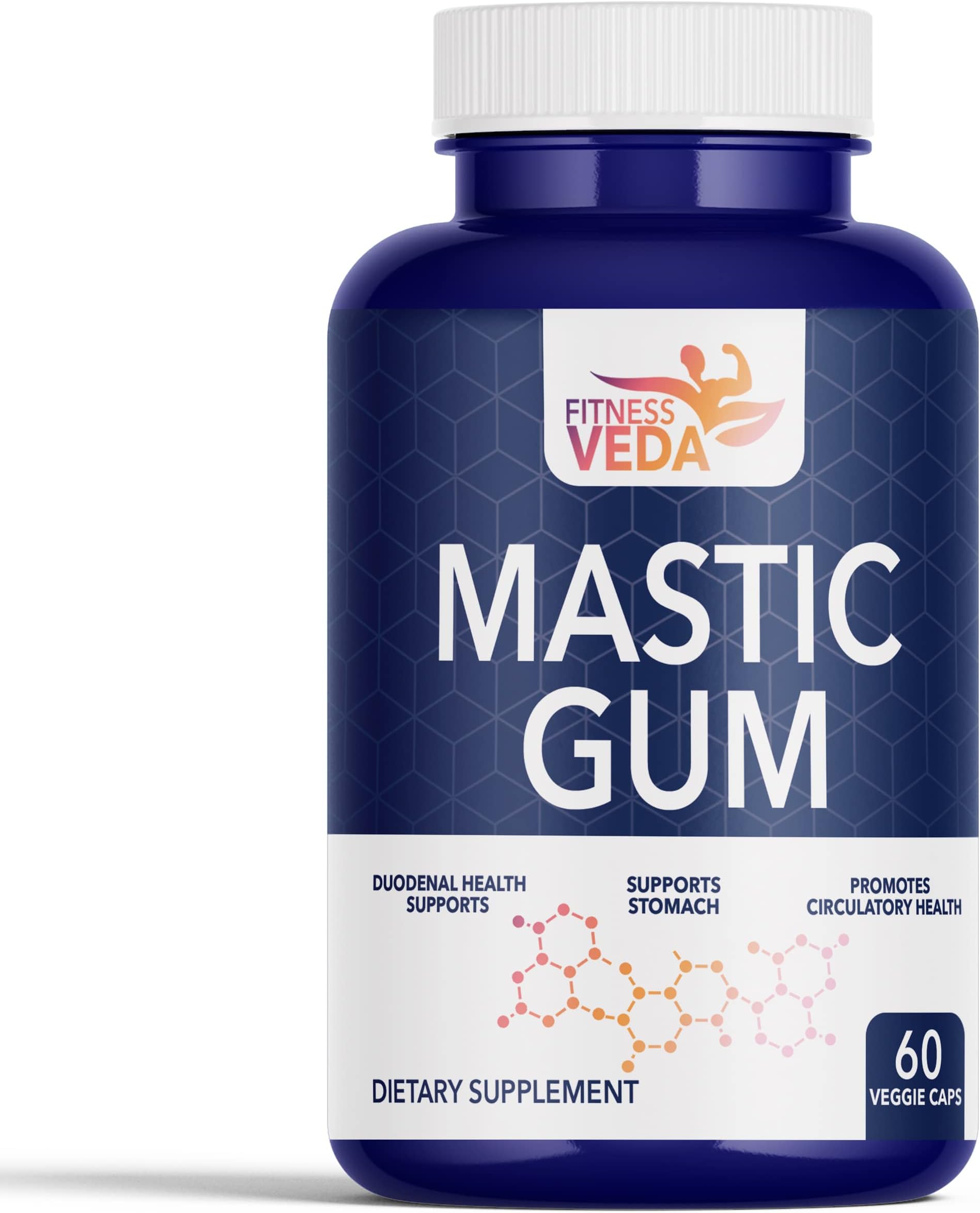 Fitness Veda Mastic Gum 1000 mg Supplement – Supports Healthy Digestion, Gut Balance & Stomach Comfort - Pure Mastiha Tree Resin Supplement for Acid Relief & Bloating - 60 Capsules