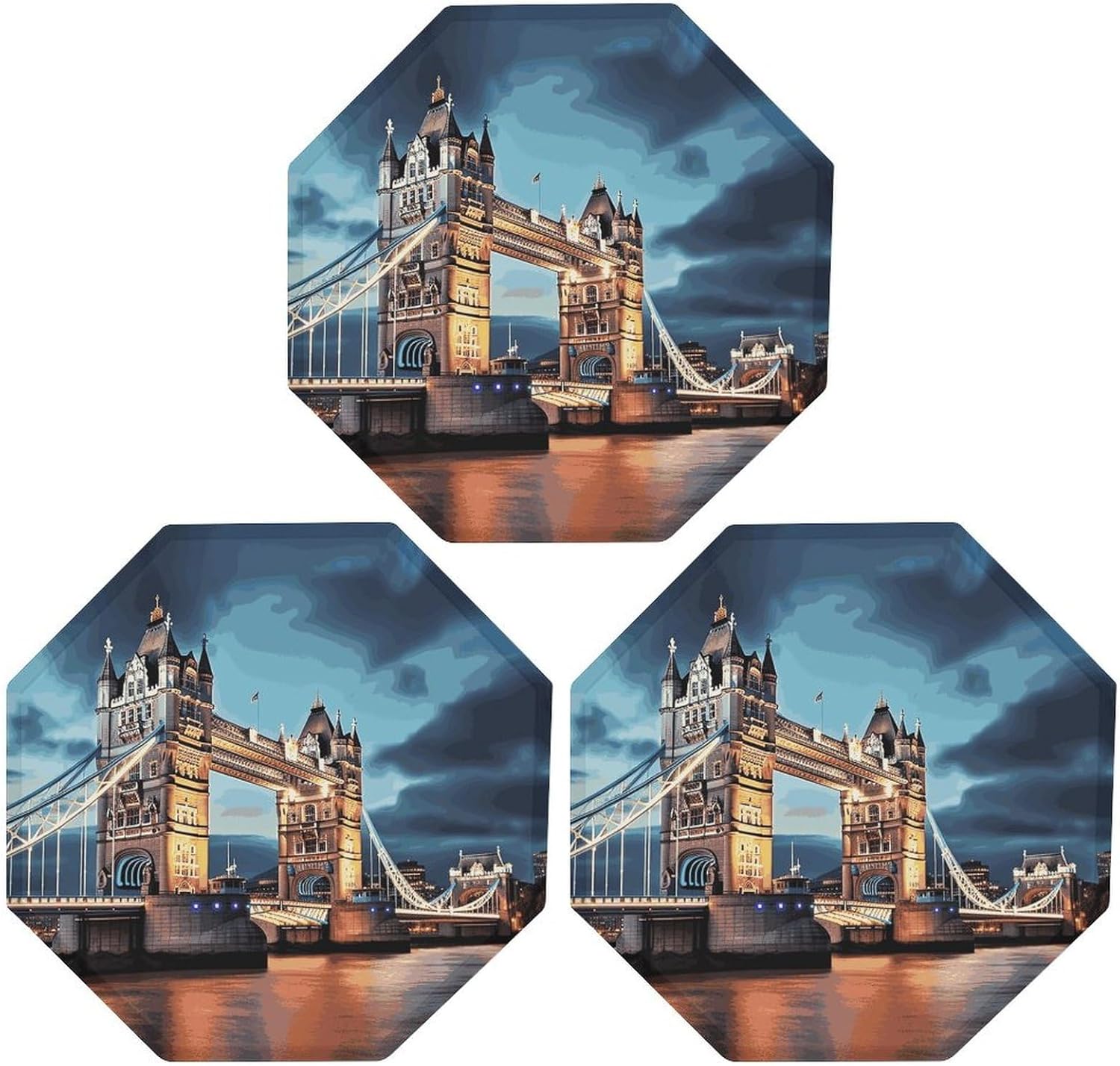Ctagon Metal Sign for Home, Modern Display Plate for Kitchen, Tower Bridge In London Plates Accent Hanging Wall Decorations 3PCS for Living Room, Bedroom, Hallway, Hotel