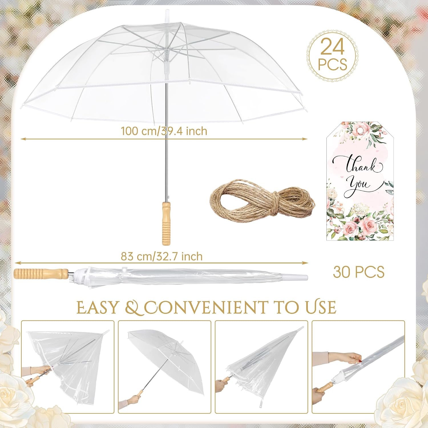 aodaer wedding umbrella bulk with foldable storage box auto open foldable umbrellas windproof travel umbrella for outdoor activities, wedding anniversary photography clear 24