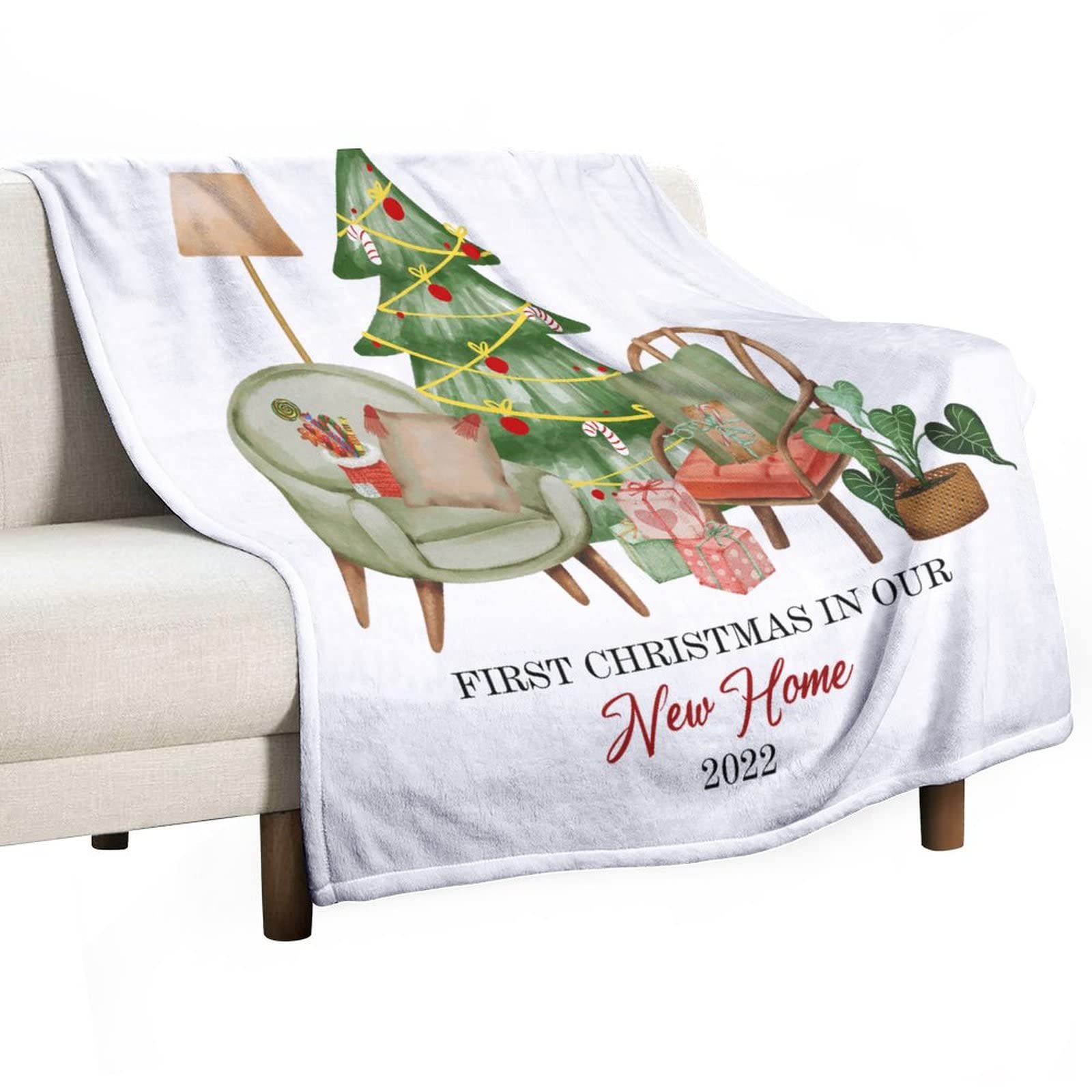 Couverture First Christmas plaid maison 130x150cm pour enfant et adulte